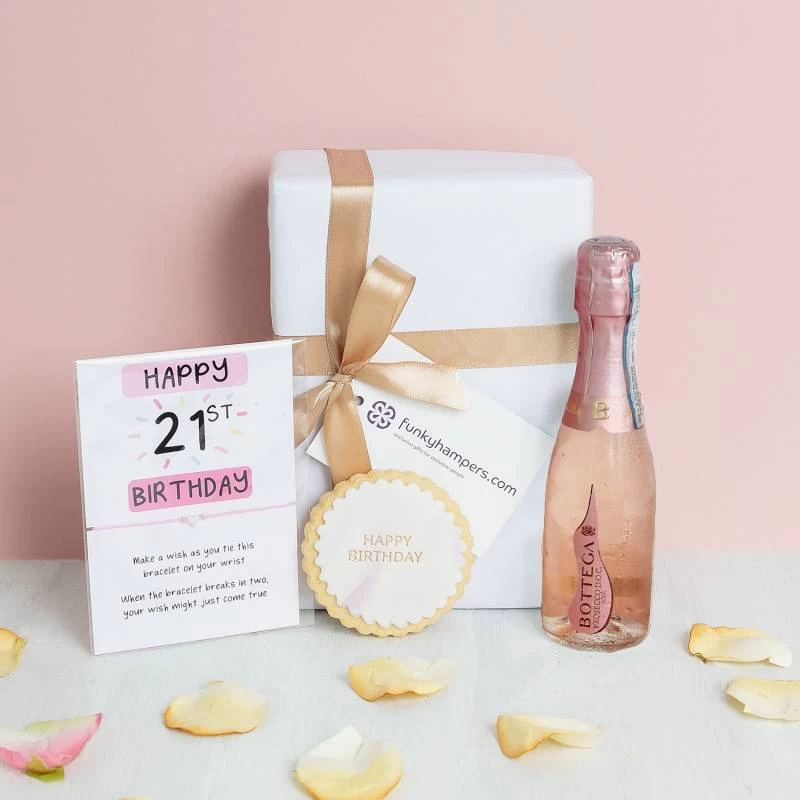 Happy 21st Birthday Prosecco, Biscuit And Bracelet Gift Box
