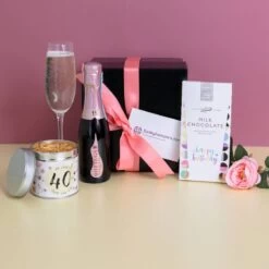 40th Birthday Pink Prosecco And Candle Gift
