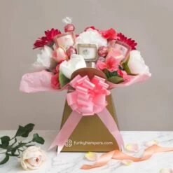 Pretty In Pink Chocolate And Yankee Candle Bouquet