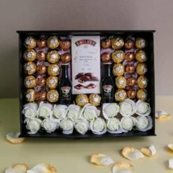 Luxury Baileys Lovers Hamper With White Roses And Chocolates