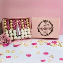 Mother's Day Pink Luxury Prosecco Hamper With Roses And Chocolates