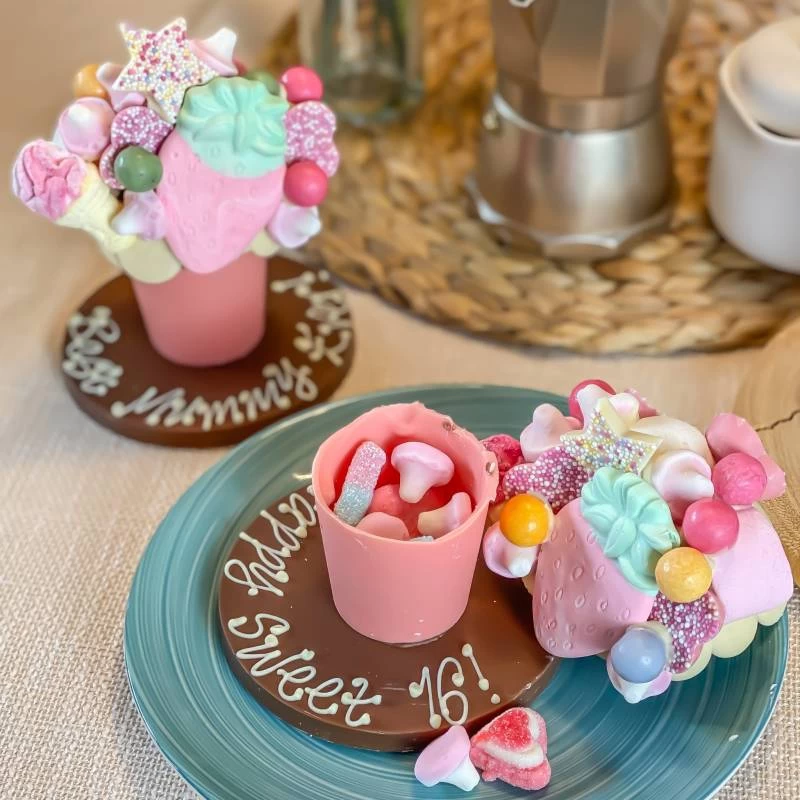 Mini Pink Chocolate Smash Flower Pot - Image 2