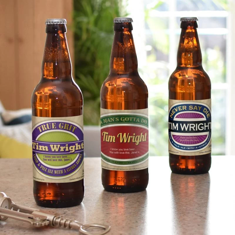 Personalised Mans Virtues Pack Of 3 Beer