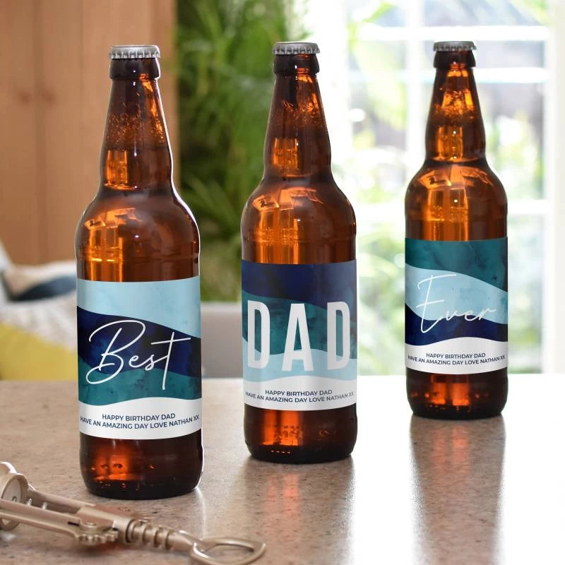 Personalised Best Dad Ever Pack Of 3 Beer