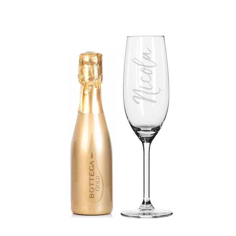 Personalised Name Only Flute & Mini Gold Bottega Prosecco Set - Image 2