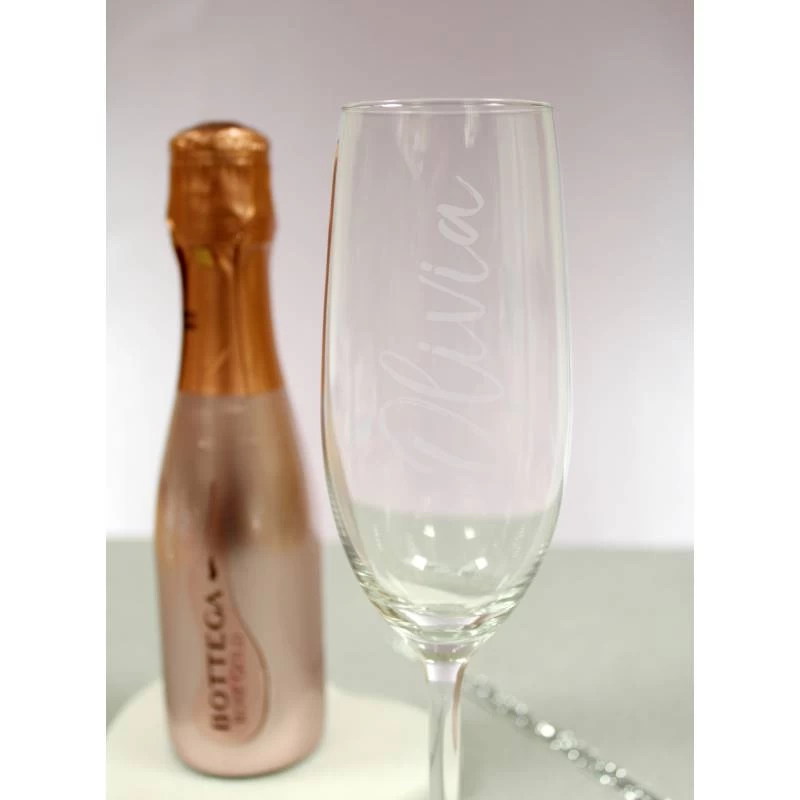 Personalised Name Only Flute & Mini Rose Bottega Prosecco Set - Image 2