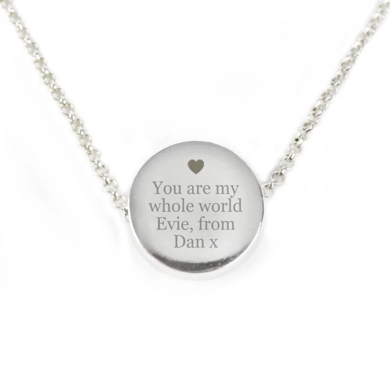 Personalised Silver Plated Any Message Disc Necklace - Image 3