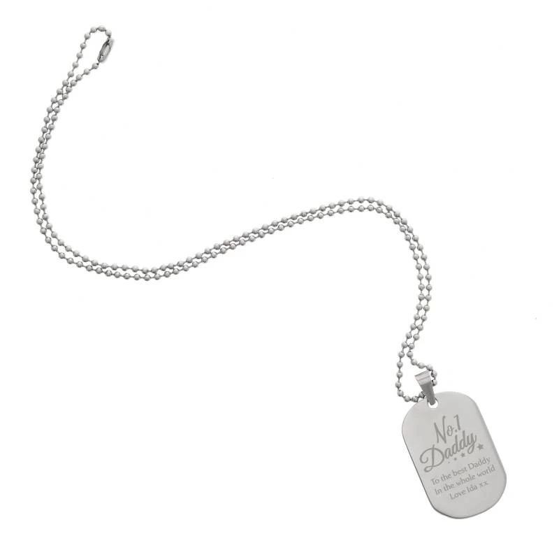 Personalised No.1 Daddy Stainless Steel Dog Tag Necklace - Image 3