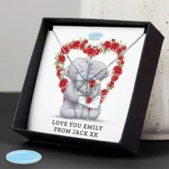 Personalised Me To You Valentine Sentiment Heart Necklace And Box