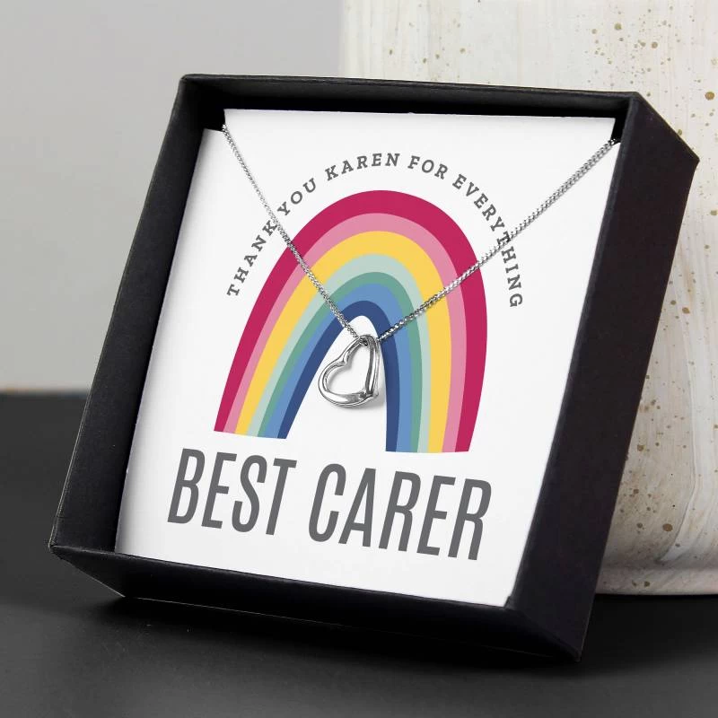 Personalised Rainbow Sentiment Silver Tone Necklace And Box