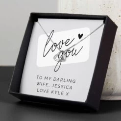 Personalised Love You Sentiment Silver Tone Necklace And Box
