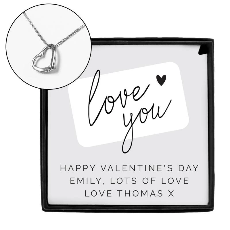 Personalised Love You Sentiment Silver Tone Necklace And Box - Image 2