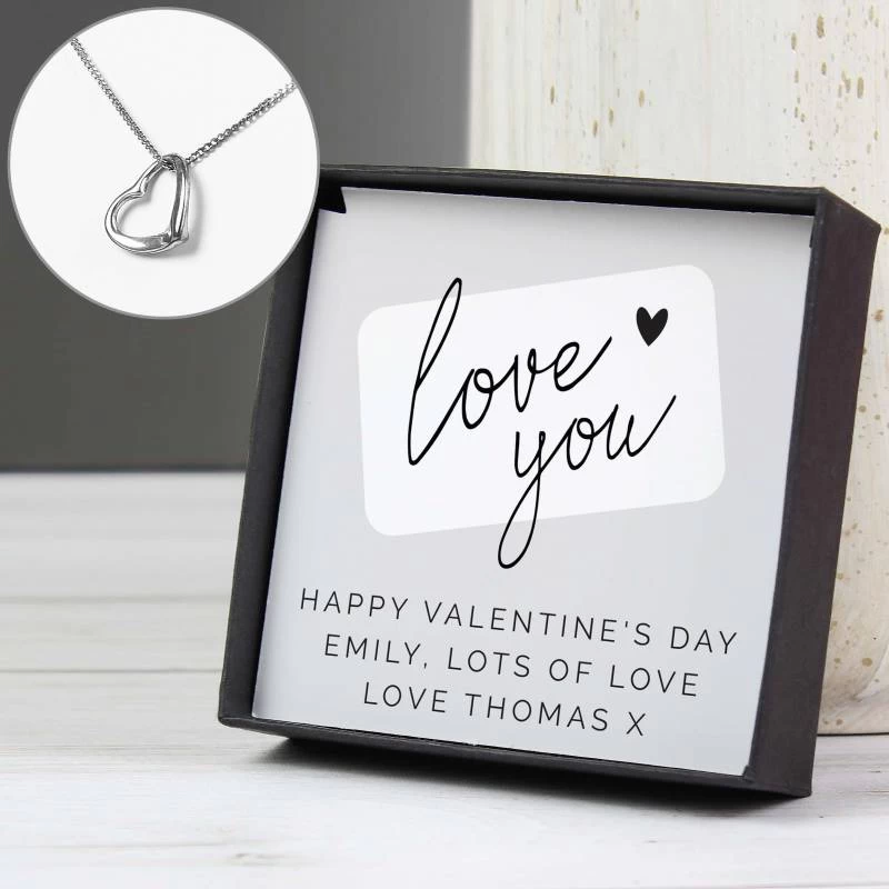 Personalised Love You Sentiment Silver Tone Necklace And Box - Image 3