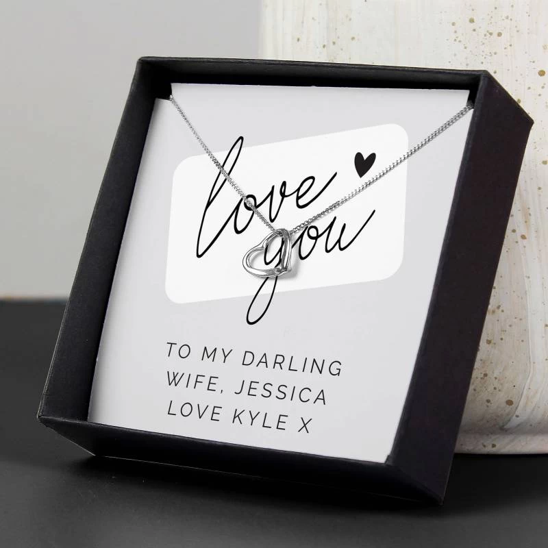 Personalised Love You Sentiment Silver Tone Necklace And Box
