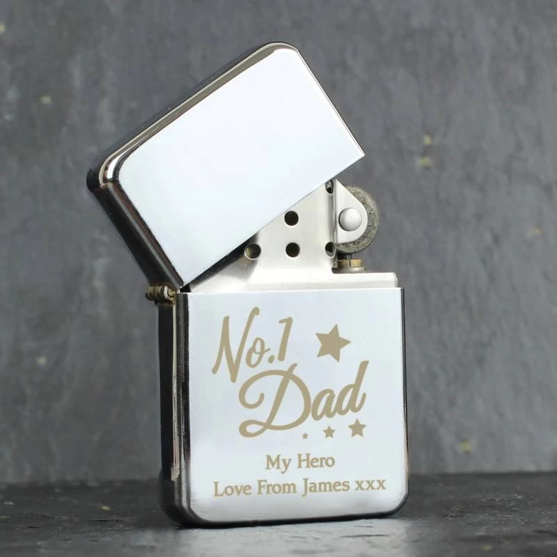 Personalised No.1 Dad Silver Lighter - Image 2