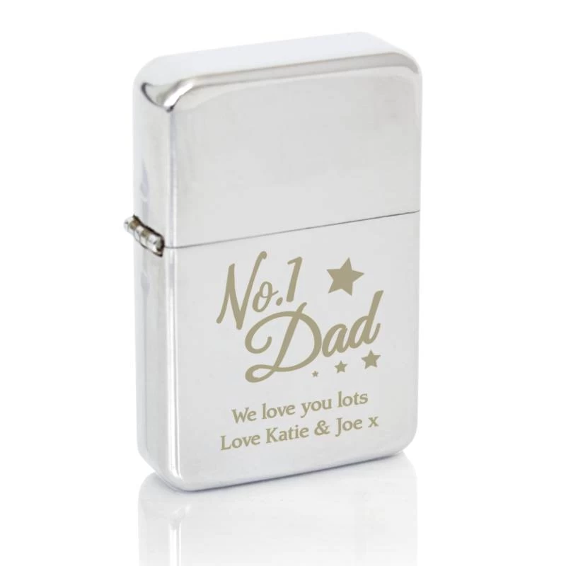 Personalised No.1 Dad Silver Lighter - Image 3