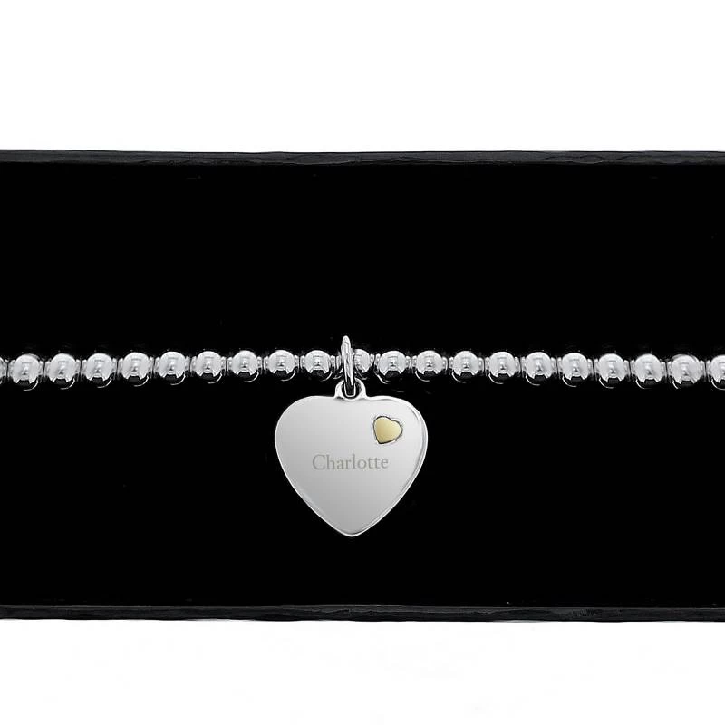 Personalised Sterling Silver And 9ct Gold Heart Bracelet - Image 2
