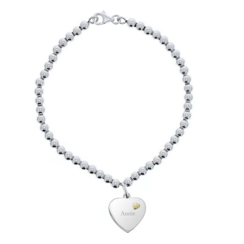 Personalised Sterling Silver And 9ct Gold Heart Bracelet - Image 3