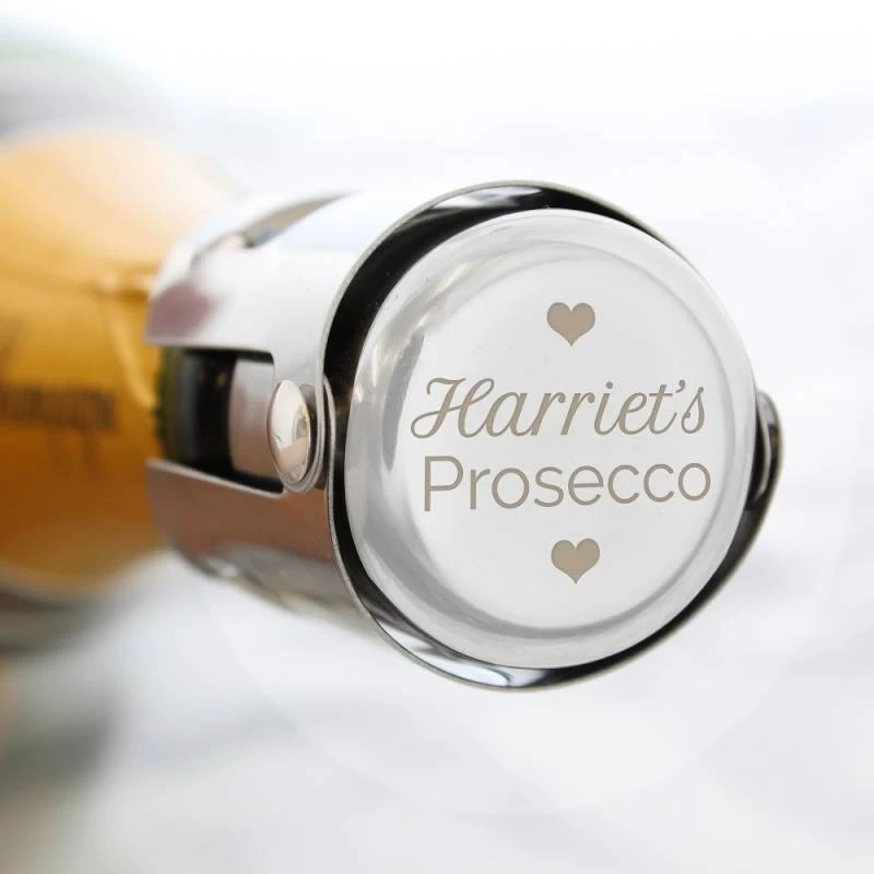 Personalised Heart Motif Prosecco Bottle Stopper - Image 2