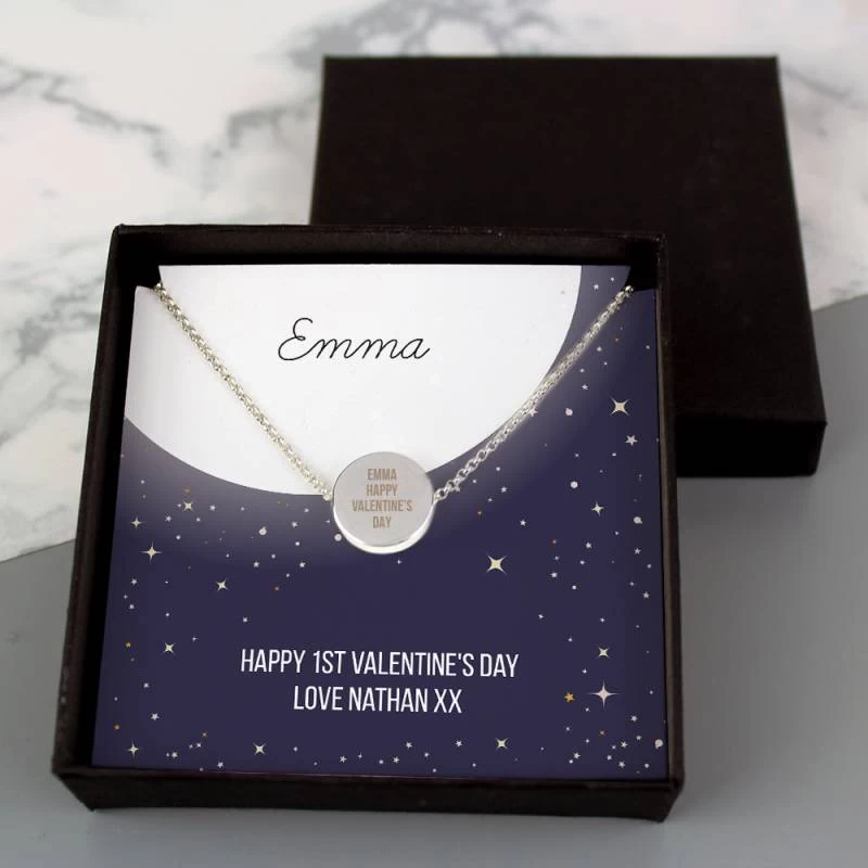 Personalised Sentiment Moon & Stars Sterling Silver Necklace And Box - Image 3