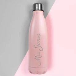 Personalised Pink Metal Insulated Drinks Bottle