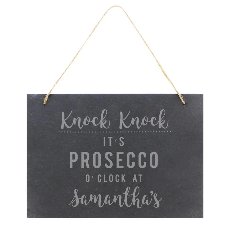 Personalised Prosecco O'Clock Large Hanging Slate Sign - Image 2
