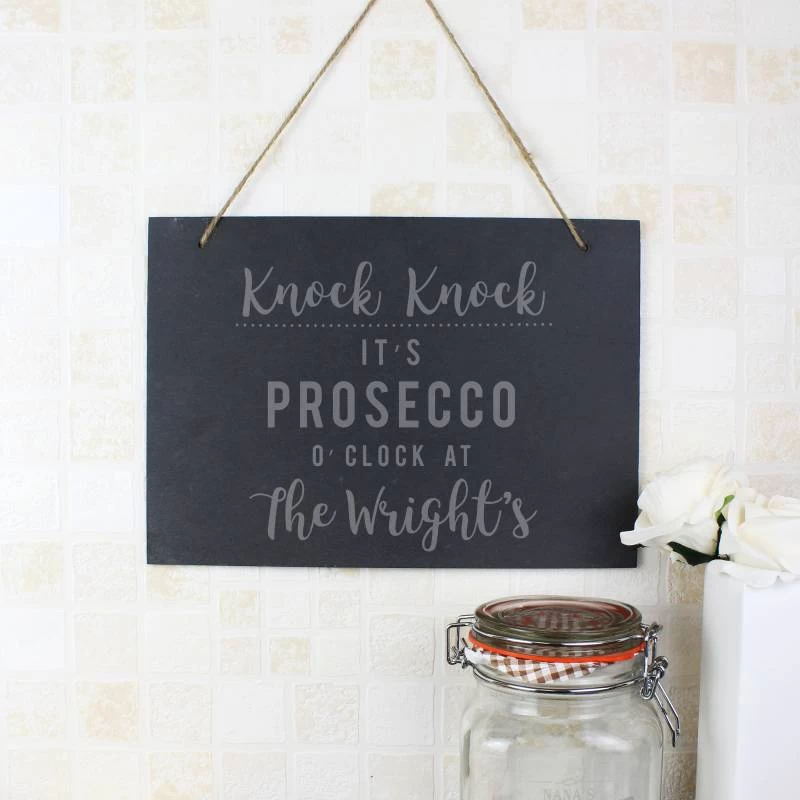 Personalised Prosecco O'Clock Large Hanging Slate Sign - Image 3