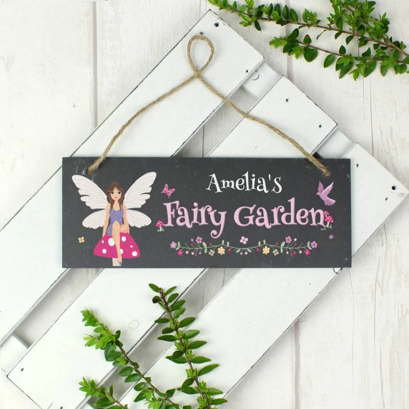 Personalised ""Fairy Garden"" Printed Hanging Slate Plaque - Image 2