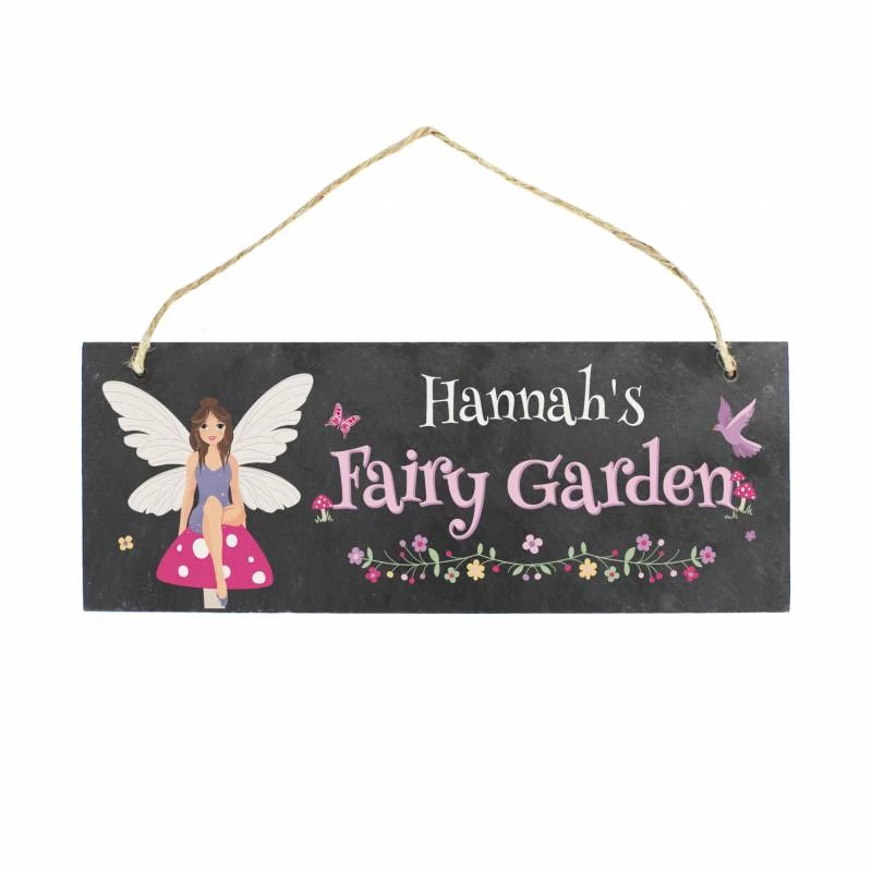 Personalised ""Fairy Garden"" Printed Hanging Slate Plaque - Image 3