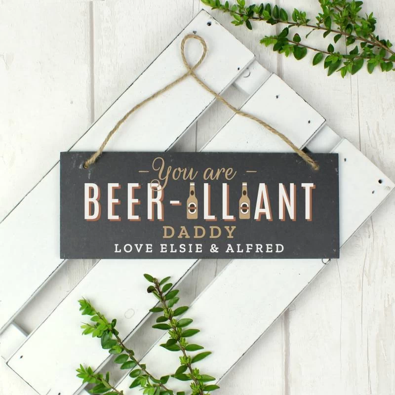 Personalised Beer-illiant Hanging Slate Plaque - Image 2