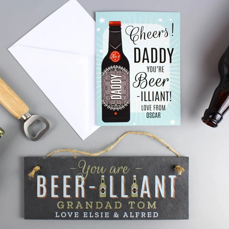 Personalised Beer-illiant Hanging Slate Plaque - Image 3