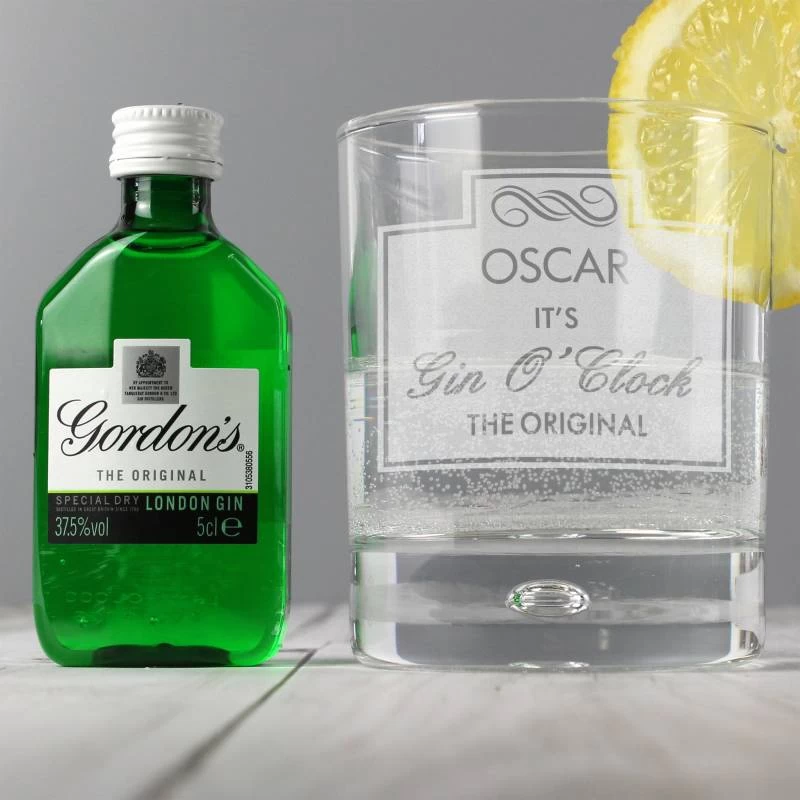 Personalised Gin O'Clock Glass & Mini Gin Set - Image 2