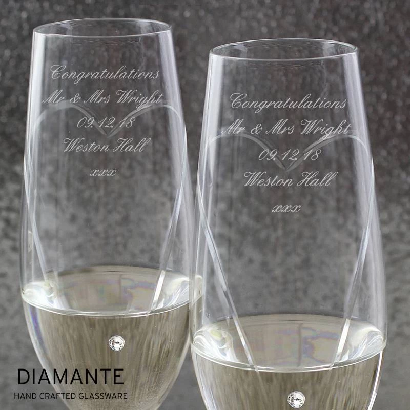 Personalised Swarovski Heart Flutes - Image 3