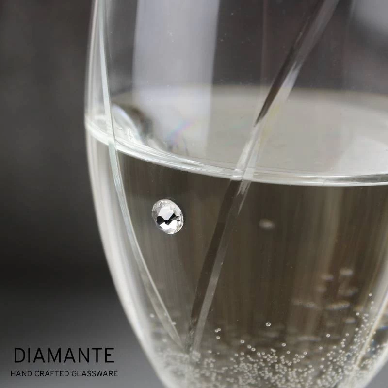 Personalised Hand Cut Mr & Mrs Pair Of Flutes With Swarovski Elements In Gift Box - Image 2