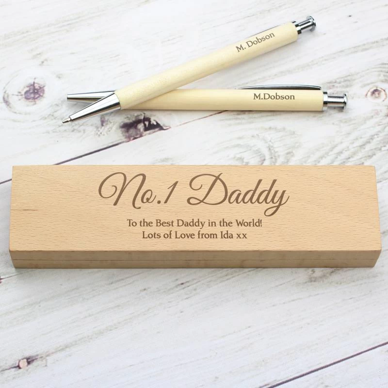 Personalised Wooden Pen & Pencil Box Set - Image 2