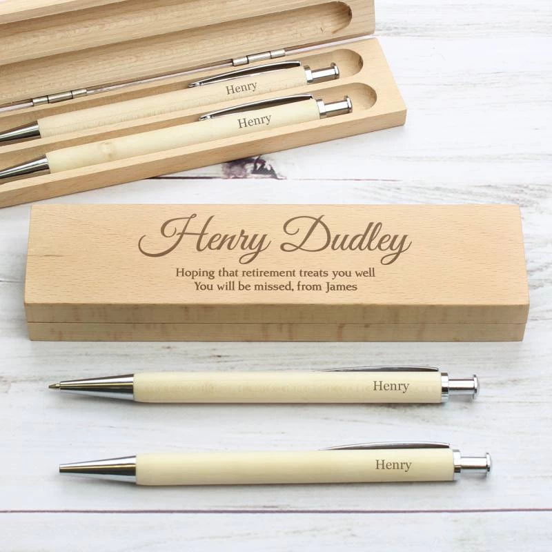 Personalised Wooden Pen & Pencil Box Set - Image 3