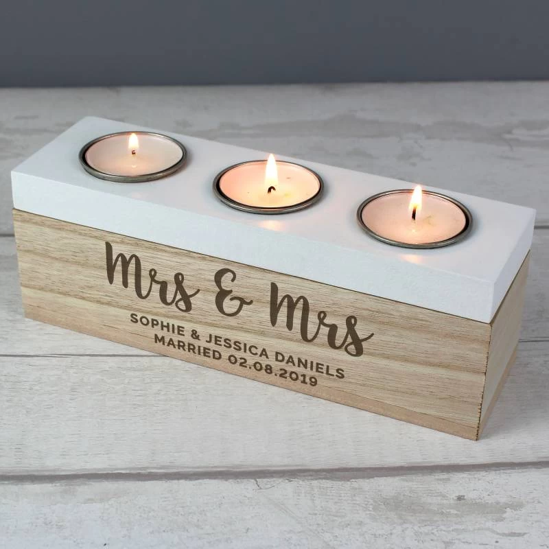 Personalised Married Couple Triple Tea Light Box - Image 2