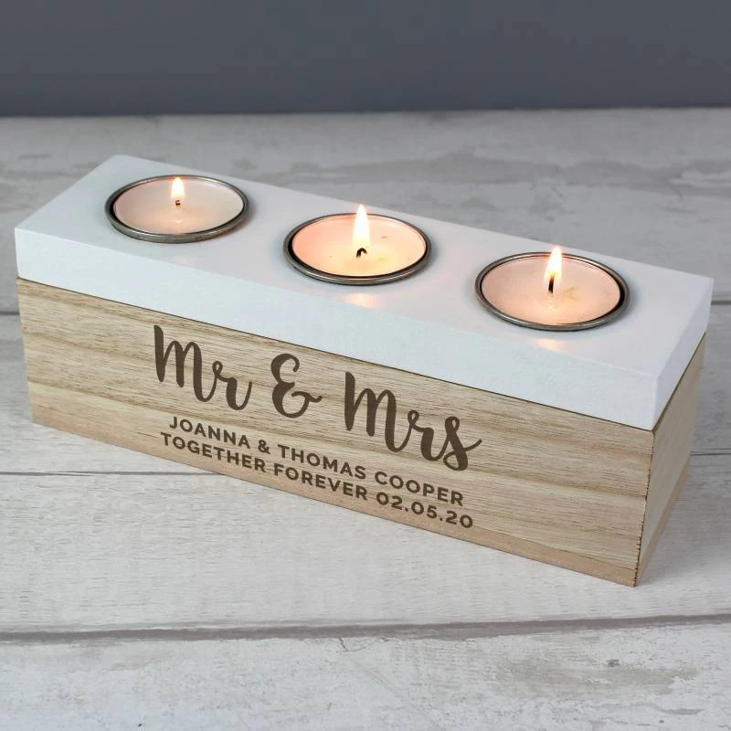 Personalised Married Couple Triple Tea Light Box - Image 3