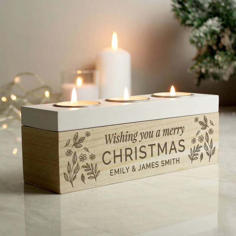 Personalised Floral Triple Tea Light Box - Image 2