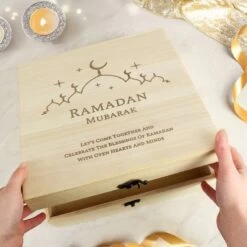 Personalised Eid Large Wooden Keepsake Box