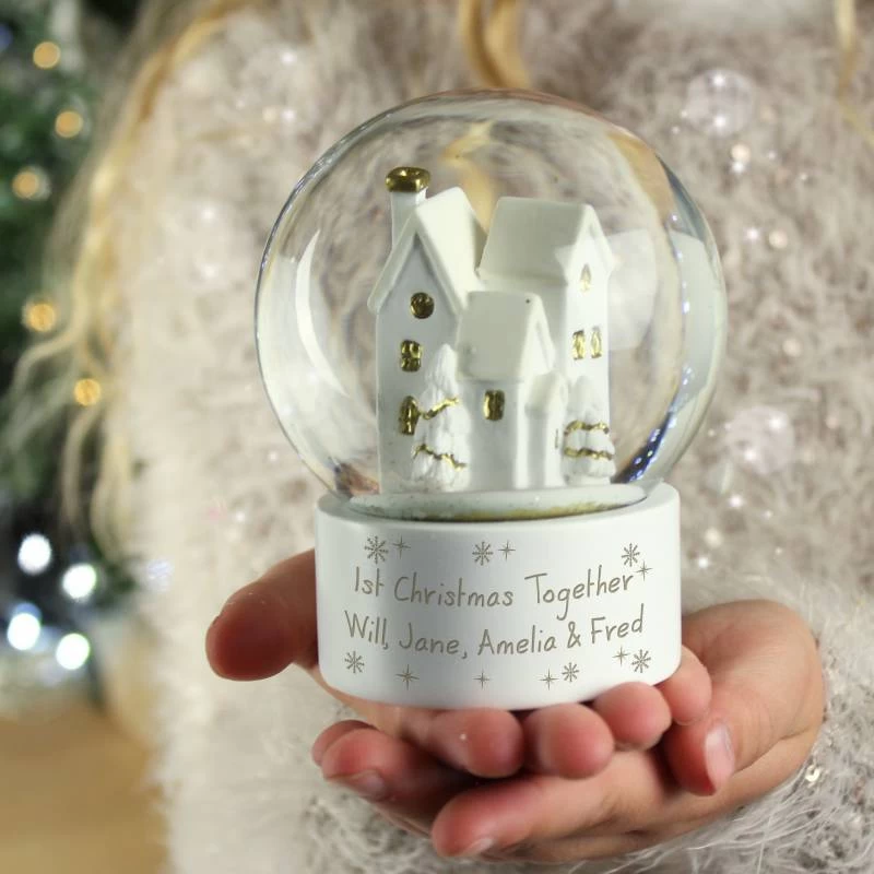 Personalised Message Village Glitter Snow Globe - Image 3