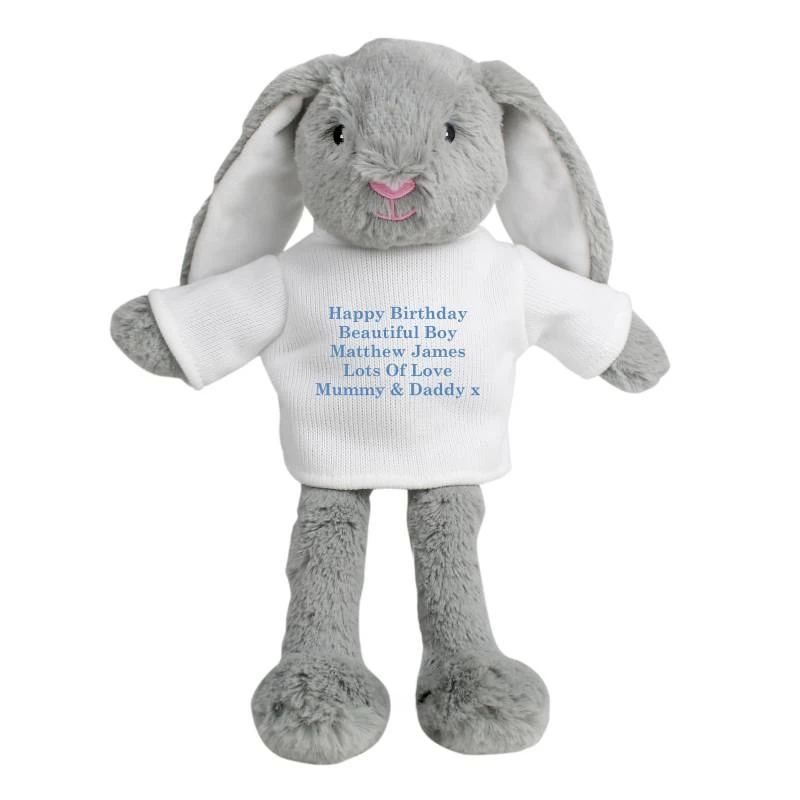Personalised Message Bunny - Blue Embroidery - Image 2
