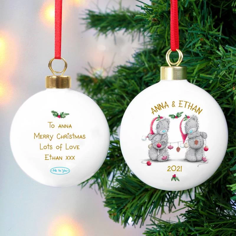 Personalised Me To You Christmas Couple's Bauble - Image 3