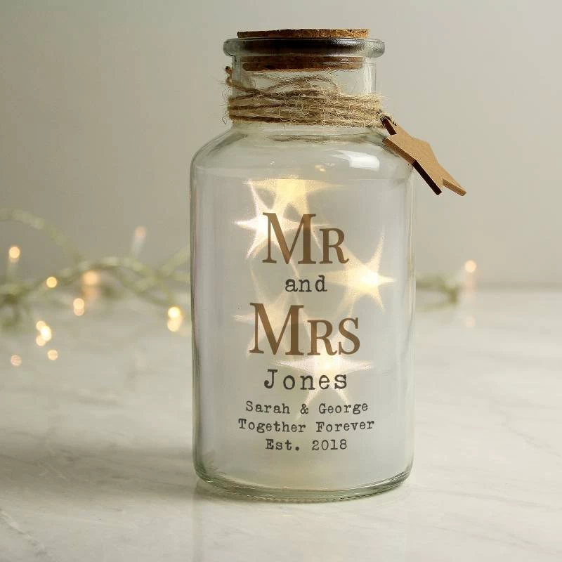 Personalised Mr & Mrs LED Glass Jar - Image 3
