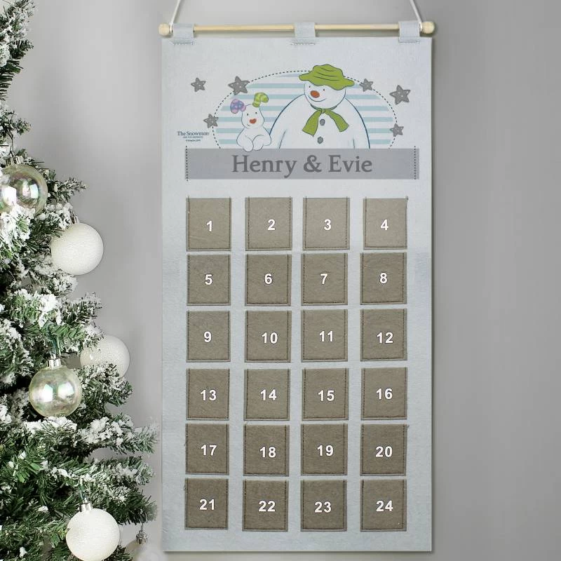 Personalised The Snowman Advent Calendar In Silver Grey - Image 2