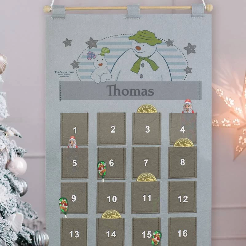Personalised The Snowman Advent Calendar In Silver Grey - Image 3