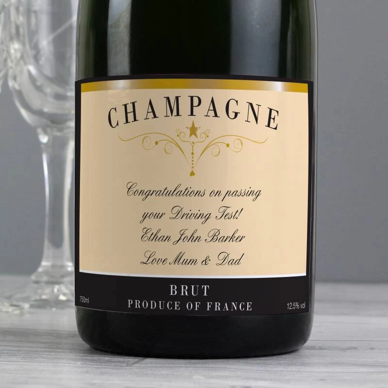Personalised Any Message Classic Label Champagne - Image 2