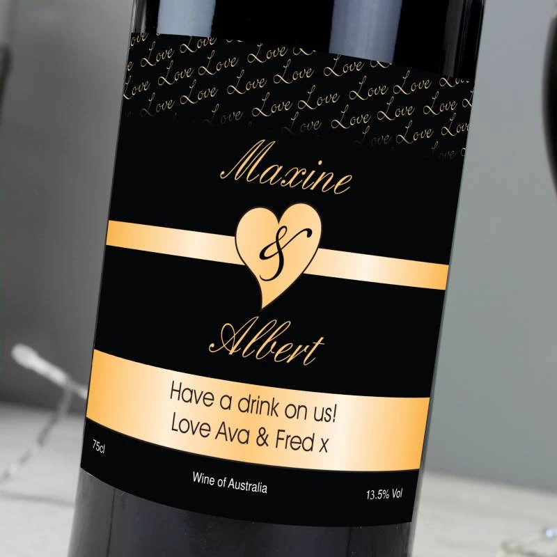 Personalised Couples Heart Red Wine - Image 2