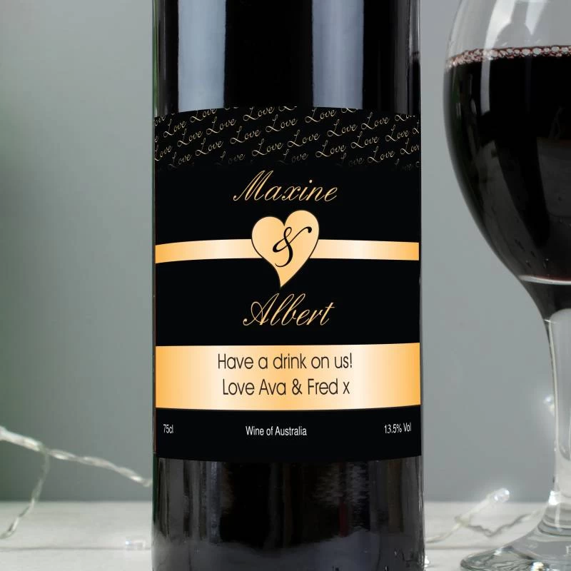 Personalised Couples Heart Red Wine - Image 3