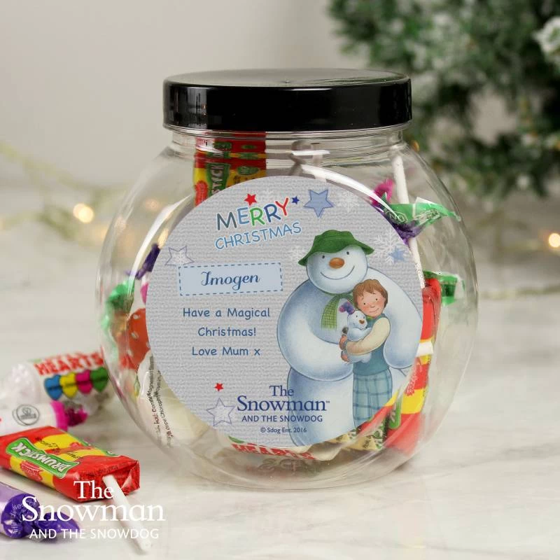 Personalised Snowman And Snowdog Sweet Jar - Image 2
